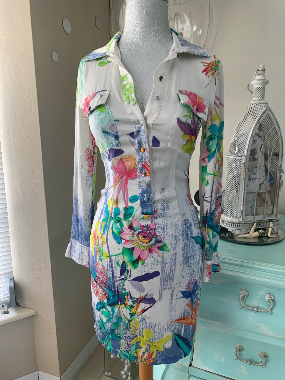 Mascara colorful silk dress size small